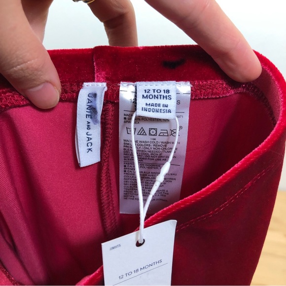 Janie and Jack Girls Toddler Baby Velvet Leggings Red Soft NEW Preppy Stretch - Picture 7 of 9